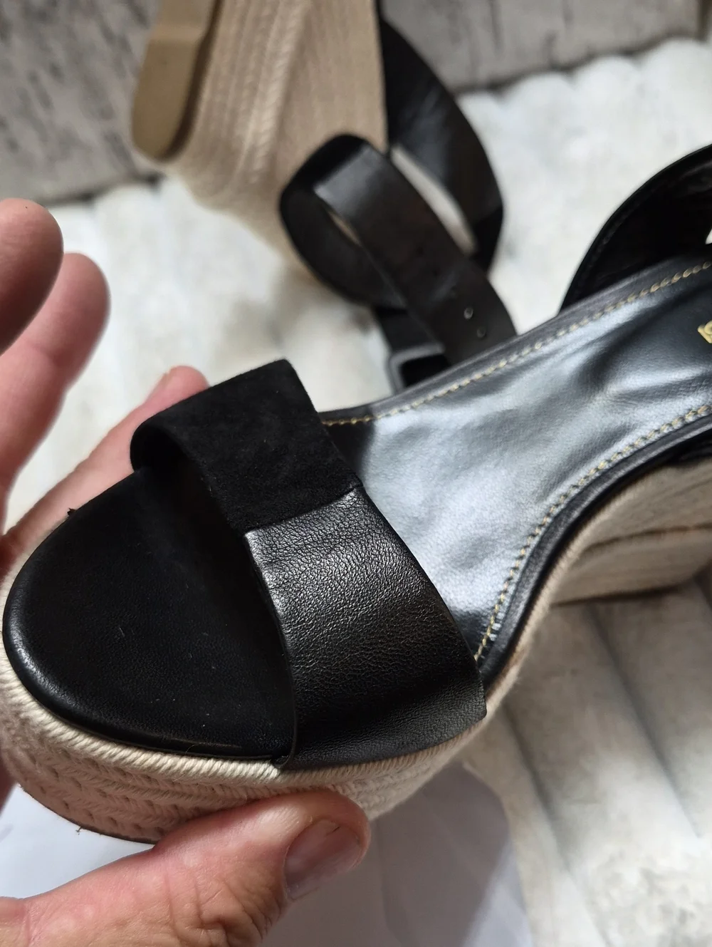 Sergio Rossi Italy Leather Espadrille Wedge Sandals Women's Sz 7 Eu 37 $975